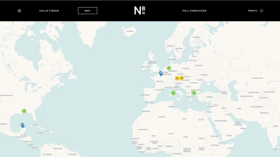 Karte mit markierten Standorten in Europa und Nordamerika.