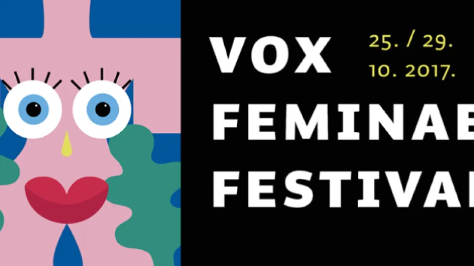 Grafik mit abstrakten Gesichtszügen und Text mit Festivaldaten.