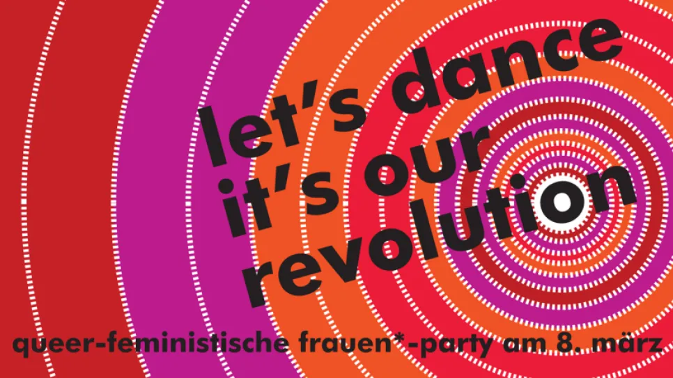 Flyer: Queer-feministische Frauen*-Party am 8. März