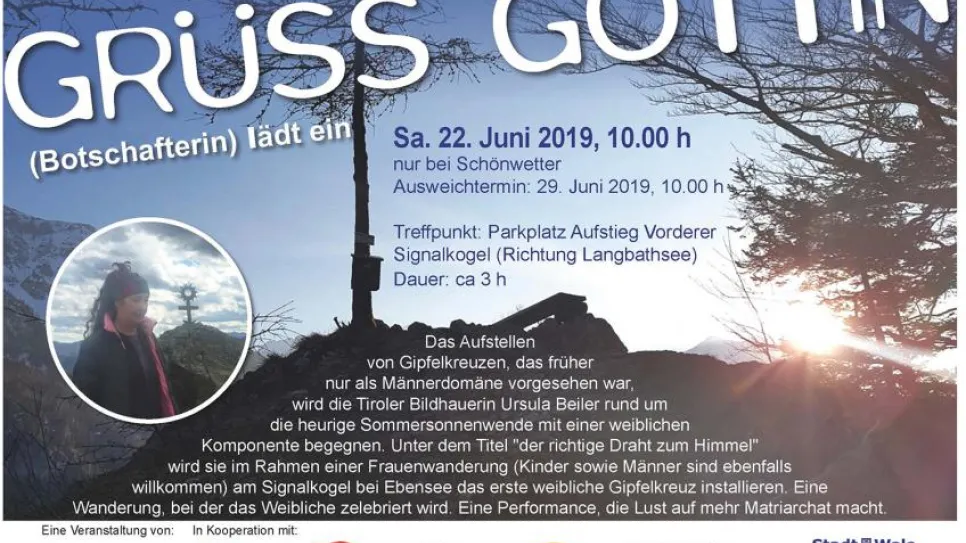 Grüss Göttin Flyer, Mitmachen beim Gipfelkreuz aufstellen!