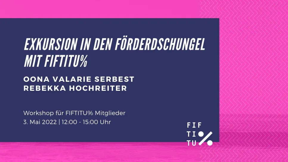 Workshop-Ankündigung auf pinkem Hintergrund, Text in Weiß.