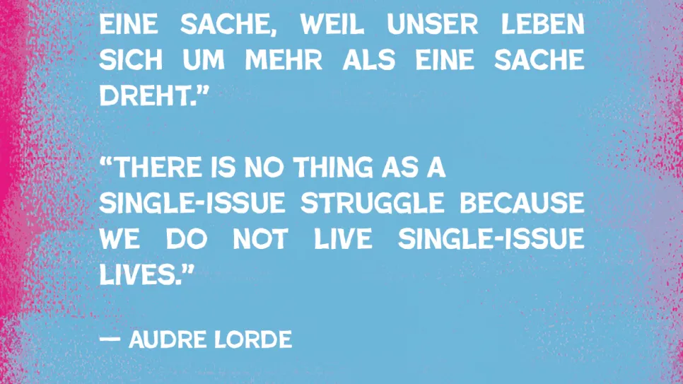 Stickerbild mit Forderung von Audre Lord ©️ Rebekka Hochreiter