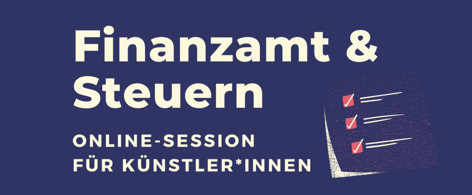 Finanzamt & Steuern, Grafik mit Häkchen auf dunkelblauem Hintergrund.