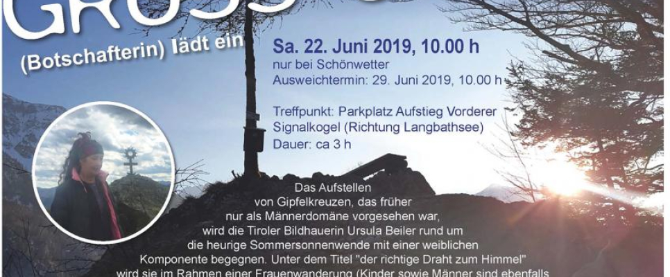 Grüss Göttin Flyer, Mitmachen beim Gipfelkreuz aufstellen!