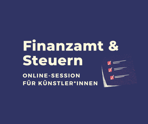 Finanzamt & Steuern, Grafik mit Häkchen auf dunkelblauem Hintergrund.