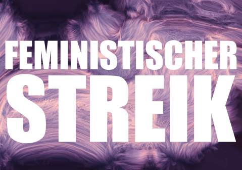 Feministischer Streik-Logo mit lila Hintergrund.