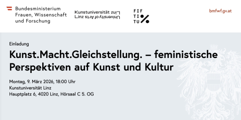 Einladung zu feministischer Kunstvortrag, Montag 9. März 2036, Linz.