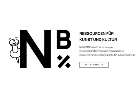 Logo mit stilisiertem Buchstaben "NB" und lächelndem Daumen. Text: "Ressourcen für Kunst und Kultur".