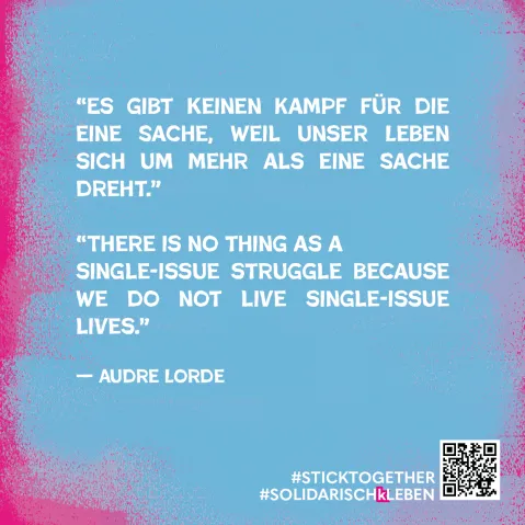 Stickerbild mit Forderung von Audre Lord ©️ Rebekka Hochreiter