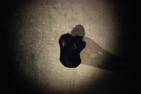 Filmstill from the Performance with Christa Wall 
