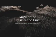 Schwarzes Logo mit dem Text "Augmented Resistance Linz".