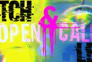 Bunte Grafik mit Text "GLITCH &amp; OPEN CALL LEAK".