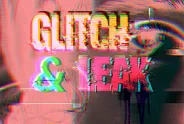 Glitch-Text in grellen Farben vor Augenmotiv, verzerrt und digital.