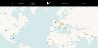 Karte mit markierten Standorten in Europa und Nordamerika.
