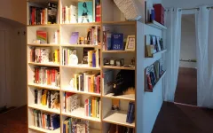 Regal mit Büchern und Broschüren einer feministischen Organisation.
