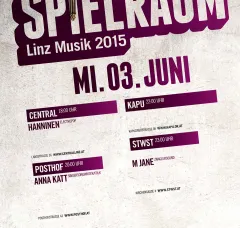 Plakat für das Musikfestival "Spielraum" in Linz am 3. Juni 2015.