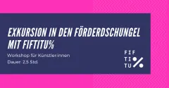 Workshop-Ankündigung auf pinkem und dunkelblauem Hintergrund.