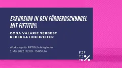 Workshop-Ankündigung auf pinkem Hintergrund, Text in Weiß.