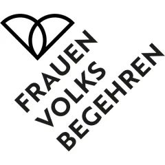 Logo mit stilisierten Kreisen, Text: "Frauen Volks Begehren".