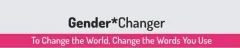 Textgrafik "Gender*Changer" mit pinkem Balken darunter.