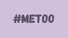 #MeToo-Text in dunklem Lila auf hellem lila Hintergrund.